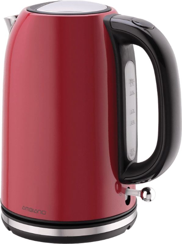 Ambianor Ambiano Retro Waterkoker - Elektrisch- zwart/rood - 1,7liter - Kalkfilter - Kabelwikkelaar