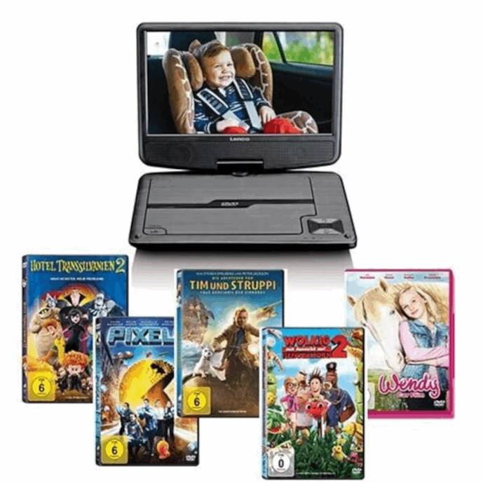 Lenco DVP-901BK - Portable DVD-speler met DVD bundel - 9 inch - Zwart