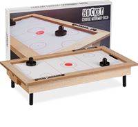 Relaxdays airhockey tafelspel - 2 pushers - puck - mini airhockey - tafelset - compact
