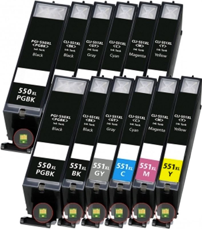 MartyPrint - 2x Canon PGI-550 XL + CLI-551 XL (6496B005) inktcartridges voordeelbundel (6set)