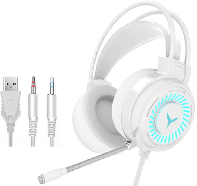 H & A Gaming Koptelefoon Bedraad voor PC/Xbox/PS4/PS5 - Headset Headphones met Microfoon Wit