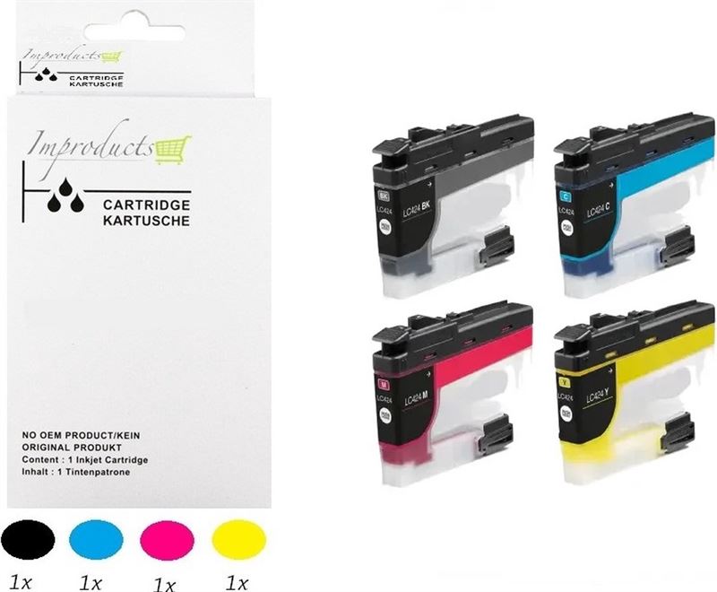 Improducts Improducts® Inkt cartridges - Alternatief Brother LC-424XL LC 424 bk/c/m/y multipack inktcartridges o.a. DCP-J1200W lc-424val