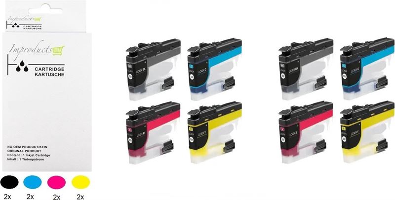 Improducts Improducts® Inkt cartridges - Alternatief Brother LC-424XL LC 424 bk/c/m/y 2x multipack inktcartridges o.a. DCP-J1200W lc-424val