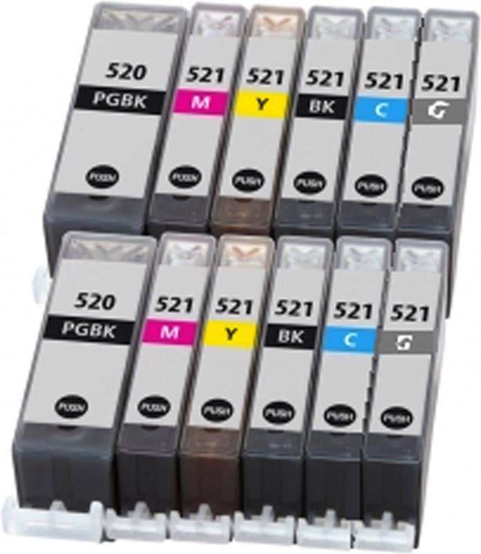 MartyPrint - 2x Canon PGI-520 + CLI-521 inktcartridges voordeelbundel (6set) (huismerk)