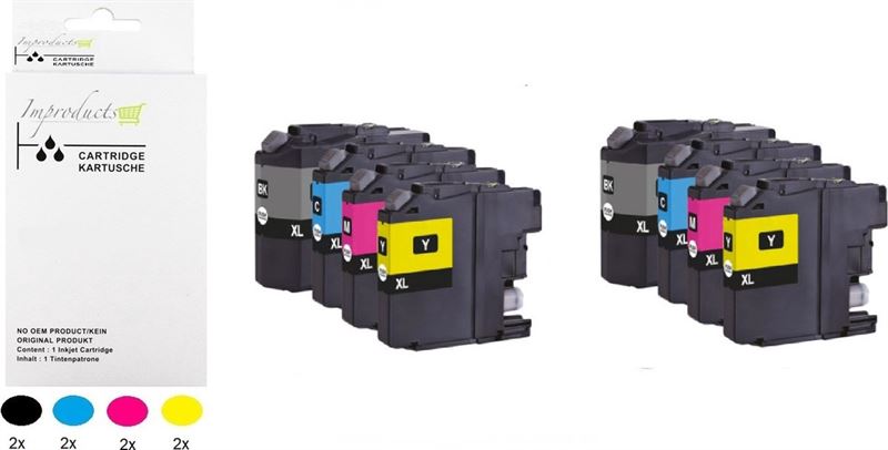 Improducts Improducts® Inkt cartridges - Alternatief Brother LC-422XL LC 422 bk/c/m/y 2x multipack inktcartridges o.a. DCP-J5340DW DCP-J5345DW DCP-J5740DW DCP-J6540DW DCP-J6940DW LC-422VAL