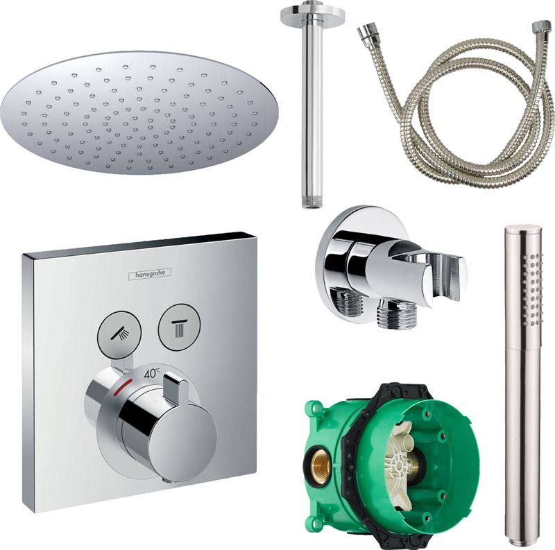 Hansgrohe Hansgrohe select regendoucheset inbouw plafonduitloop met