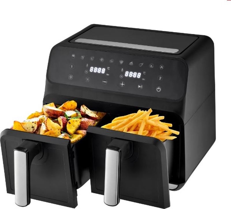 Deski Dubbele Airfryer 8L - Timerfunctie - Tot 200 Graden - Zwart