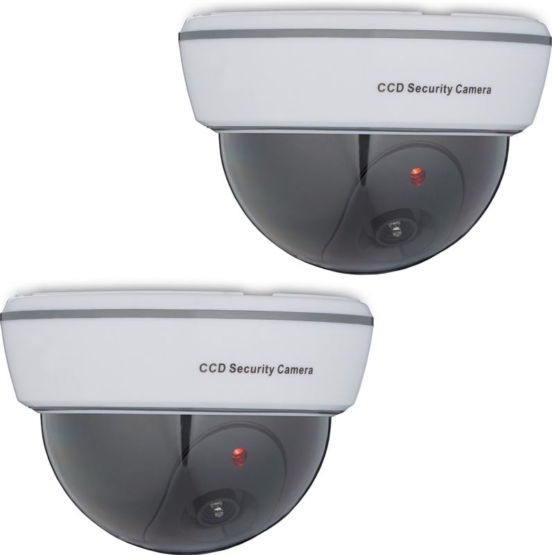 Relaxdays 2x dummy dome camera - nepcamera - knipperende led - binnen & buiten - wit