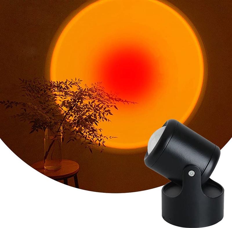 cinqo Cinqo- Sunset Led-projectielamp, USB-nachtlampje, romantisch, 180 graden draaibaar, moderne zonnelamp, voor fotografie, bruiloft, feest, decoratie voor slaapkamer