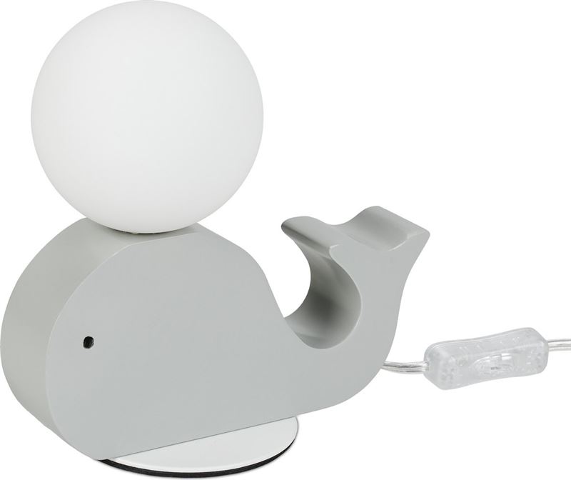 Relaxdays kindernachtlamp walvis - kinderlamp nachtkastje - houten tafellamp kinderkamer