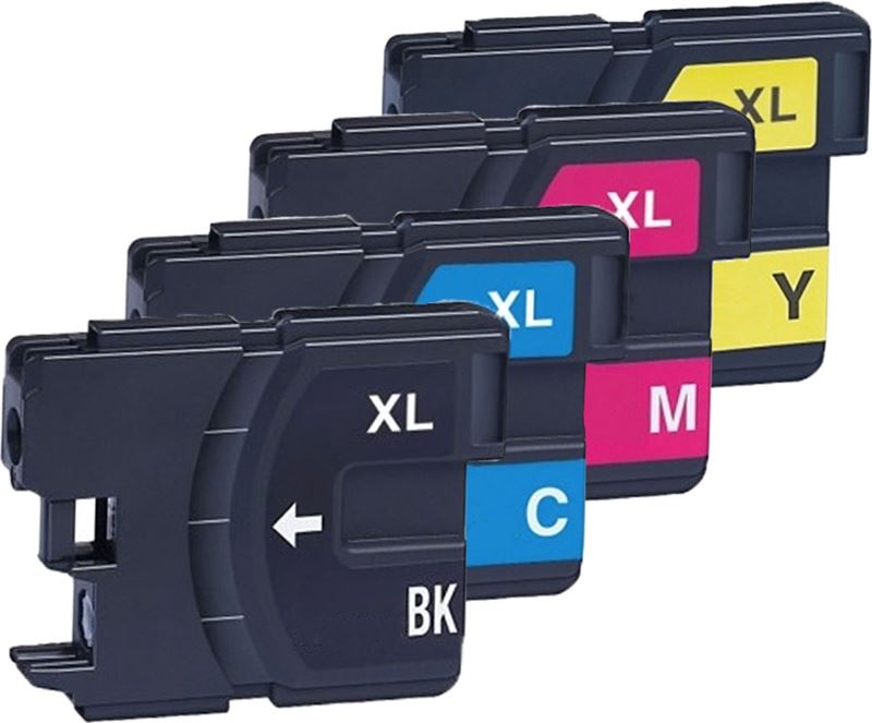 pcman Brother Huismerk LC-980 XL Cartridges – Zwart + Alle Kleuren Set