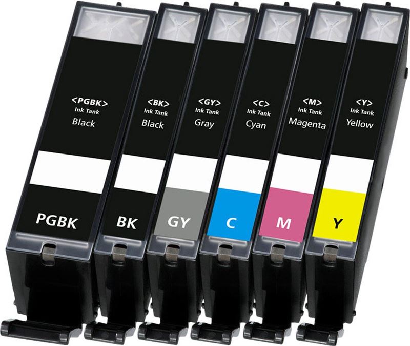 pcman Canon Huismerk CLI-571 - Zwart + Grijs + Alle Kleuren Set