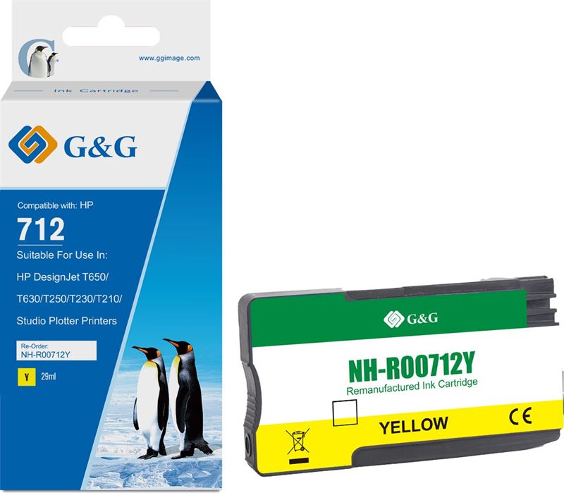 G&G Huismerk Inktcartridge Alternatief voor HP 712 geel