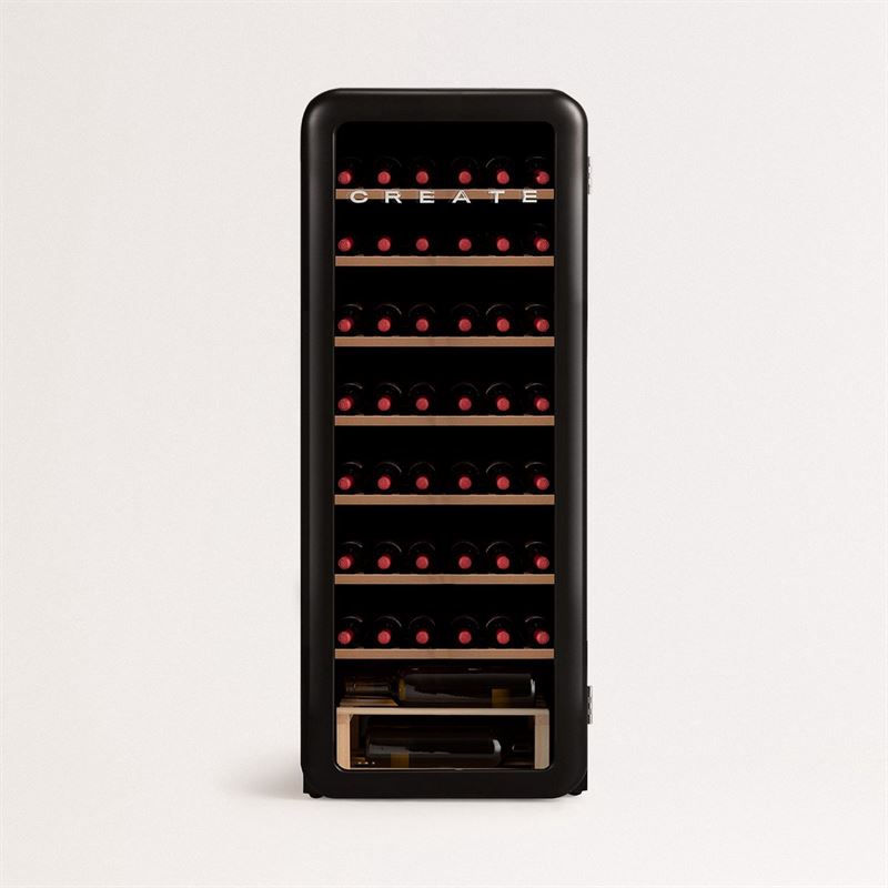 Create - WINECOOLER RETRO XXL - Elektrische wijnkelder met 76 flessen - 208 liter - 75cl flessen - 4° tot 22° zwart