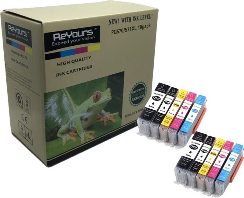 Reyours ReYours® 570 XL 571 XL - Compatible Inkcartridge voor Canon PGI 570 en CLI 571 - 10 PACK