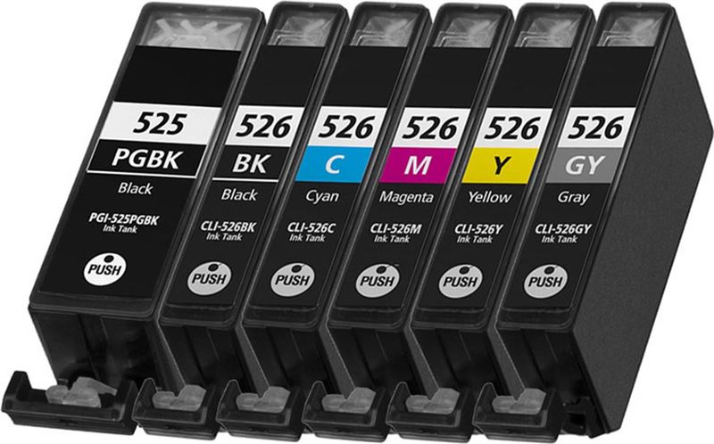 pcman Canon Huismerk CLI-526 - Zwart + Grijs + Alle Kleuren Set