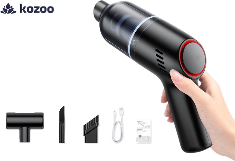 Kozoo - Mini stofzuiger - kruimeldief - auto stofzuiger - auto stofzuiger draadloos - Bureau stofzuiger - kleine stofzuiger - vacuum cleaner - Met ingebouwde batterij - Zwart