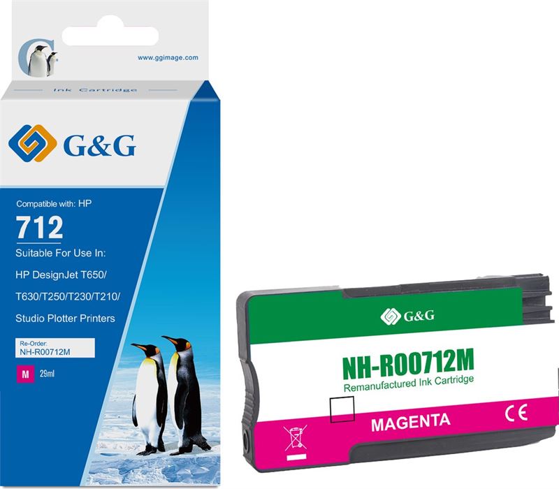 G&G Huismerk Inktcartridge Alternatief voor HP 712 magenta