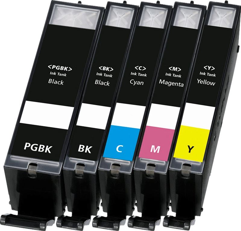 pcman Canon Huismerk CLI-551 - Zwart + Alle Kleuren Set