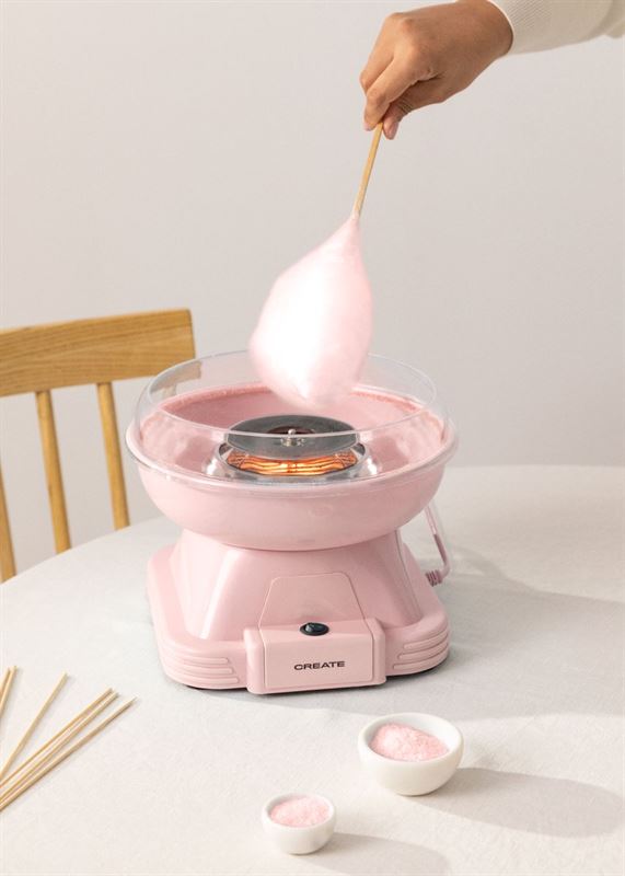 Create CREATE- COTTON CANDY MAKER - Pastel roze- Suikerspinmachine -Snel en schoon- 500W- heeft antislipvoetjes