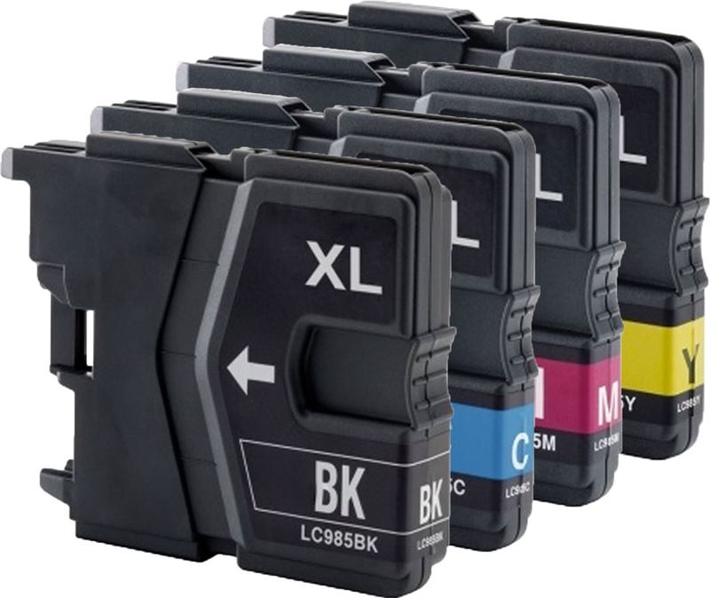 pcman Brother Huismerk LC-985 XL Cartridges – Zwart + Alle Kleuren Set