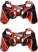 Bcowtte 2X Cover Beschermende Siliconen Case voor PS2 PS3 Controller - Zwart+Rood