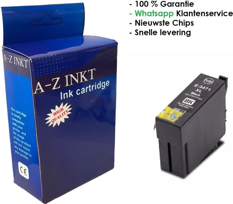 AtotZinkt Compatible inkt cartridge voor Epson 34 / 34 XL BK | 1 x Black Zwarte cartridge voor Epson WorkForce Pro WF-3720, 3720 -DWF, WF-3725-DWF