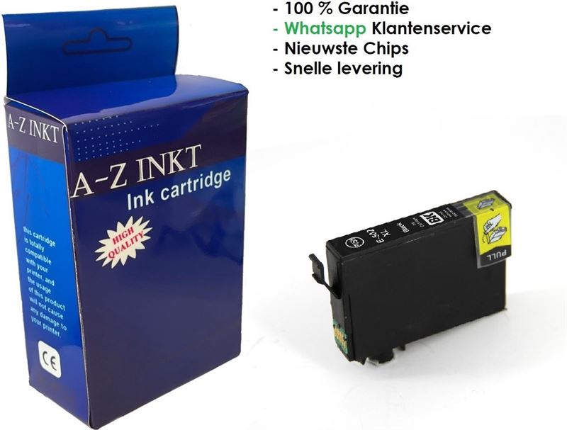 AtotZinkt huismerk Epson 502 XL BK Zwarte inkt cartridge - Met Chip - Epson 502XL - Voor Printers: Expression Home XP-5100 / XP-5105 - Workforce WF-2860DWF / WF-2865DWF