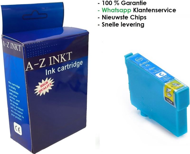 AtotZinkt Compatible inkt cartridge voor Epson 27XL C 1 x Cyaan Blauwe