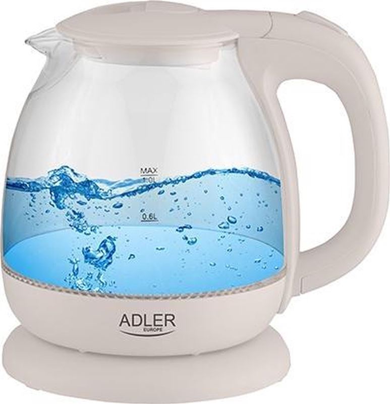 Adler Top Choice - Waterkoker - met led - glas - 1 liter - creme