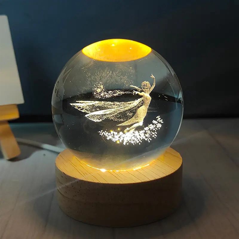 Lumina Frozen princes - nacht/ decoratie lamp - LED - 3D crystal bal - cadeautip!