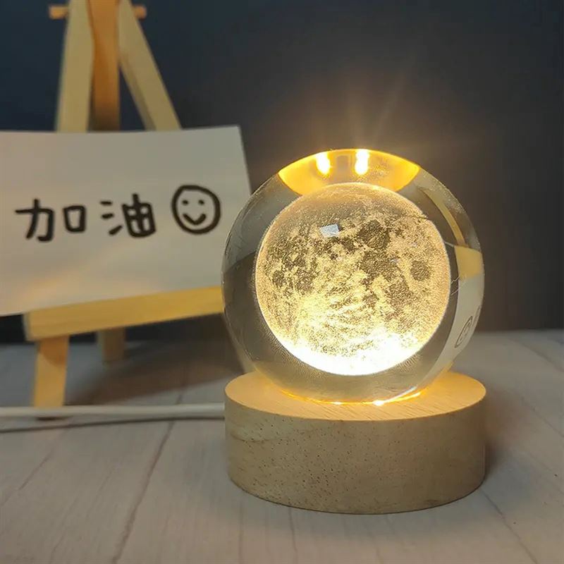 Lumina Maan - nacht/ decoratie lamp - LED - 3D crystal bal - cadeautip!