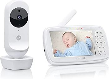 Motorola Nursery Ease 44 Connect - WiFi babyfoon met camera - 4,3 inch videobabyfoon display - Hubble-app - nachtzicht, slaapliedjes, microfoon, kamertemperatuurbewaking - wit