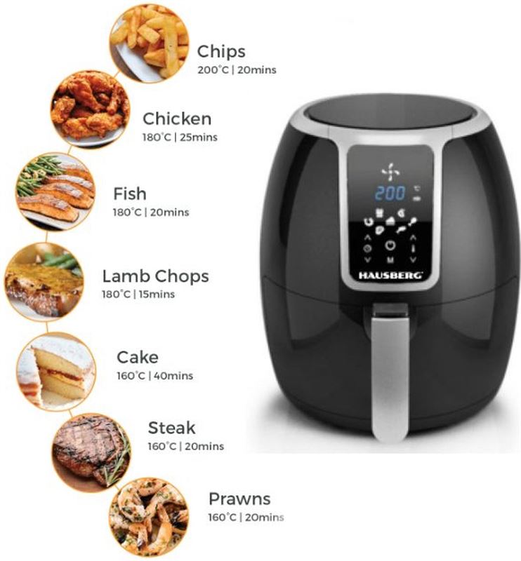 H&B Airfryer HB2355 - Hetelucht friteuse - Digitale Airfryer LCD Display - Inhoud 3.5 liter - 1500W