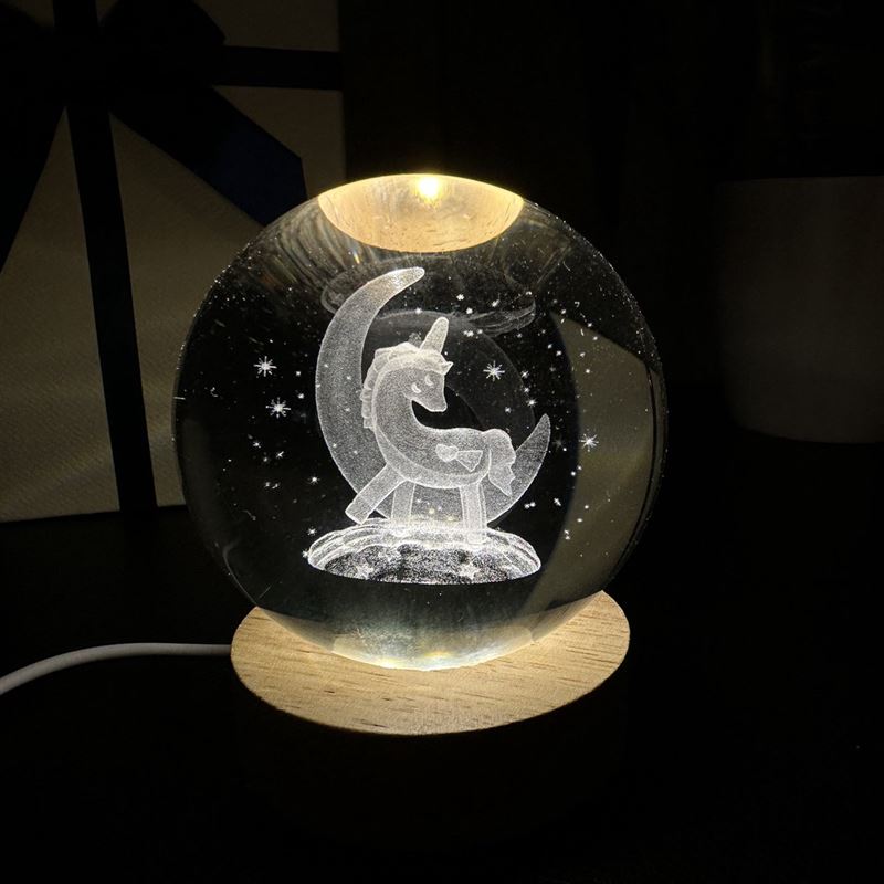 Klarigo Klarigo® Nachtlamp – 3D LED Lamp – Glazen Bol – Warm Licht – Bureaulamp – Nachtlampje Kinderen – Creative lamp