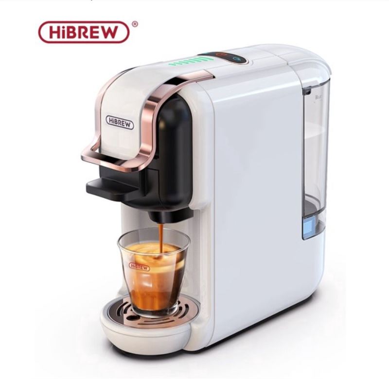 HiBrew Koffiezetapparaat – Senseo – 5-in-1 – Koffiemachine – Meerdere Capsules – Koffiepadmachine - Heet/Koud – 19Bar – 1450W – Wit wit