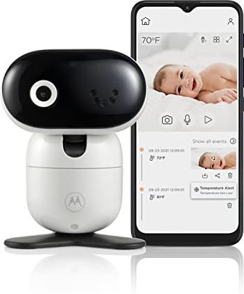 Motorola Nursery PIP1010 CON Babyfoon - met camera - Pan, Kantelen, Zoom en Nachtzicht - Inclusief Muurbevestiging - App - Kamertemperatuur, Tweewegcommunicatie en Slaapliedjes