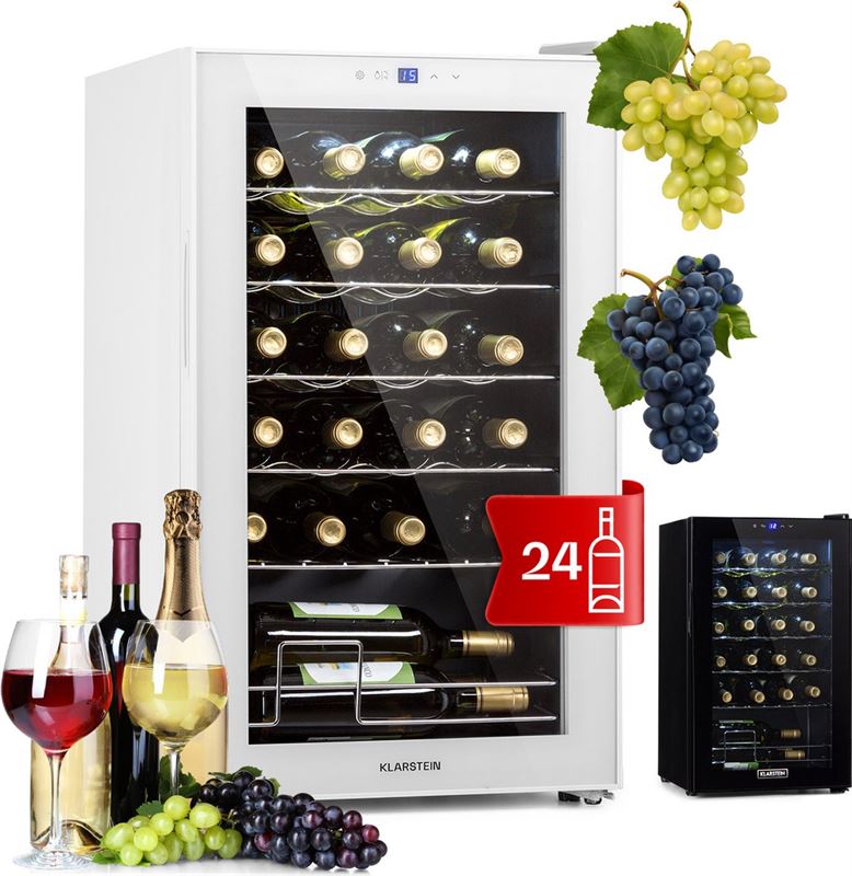 Klarstein Shiraz 24 Uno wijnkoelkast 63l 24fl touch bediening 5-18°C wit