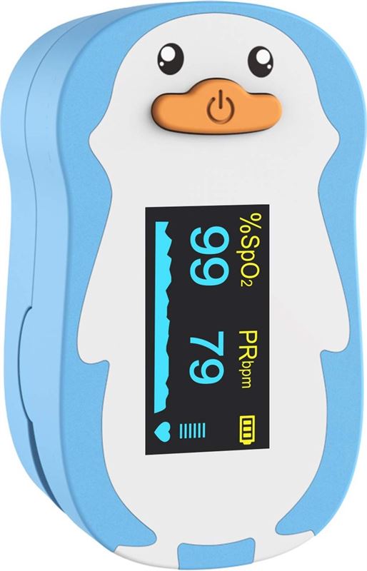 Wellue UltraMed Professionele Saturatiemeter voor Kinderen - Waarschuwingsfunctie - Vinger Zuurstofmeter - Inclusief Batterijen (blauw)