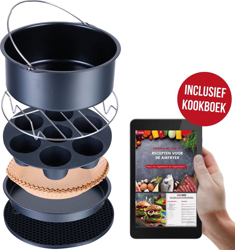 DistinQ Heteluchtfriteuse Airfryer accessoires Set Universeel - Ook geschikt voor Airfryer XL en XXL - ? 20 cm