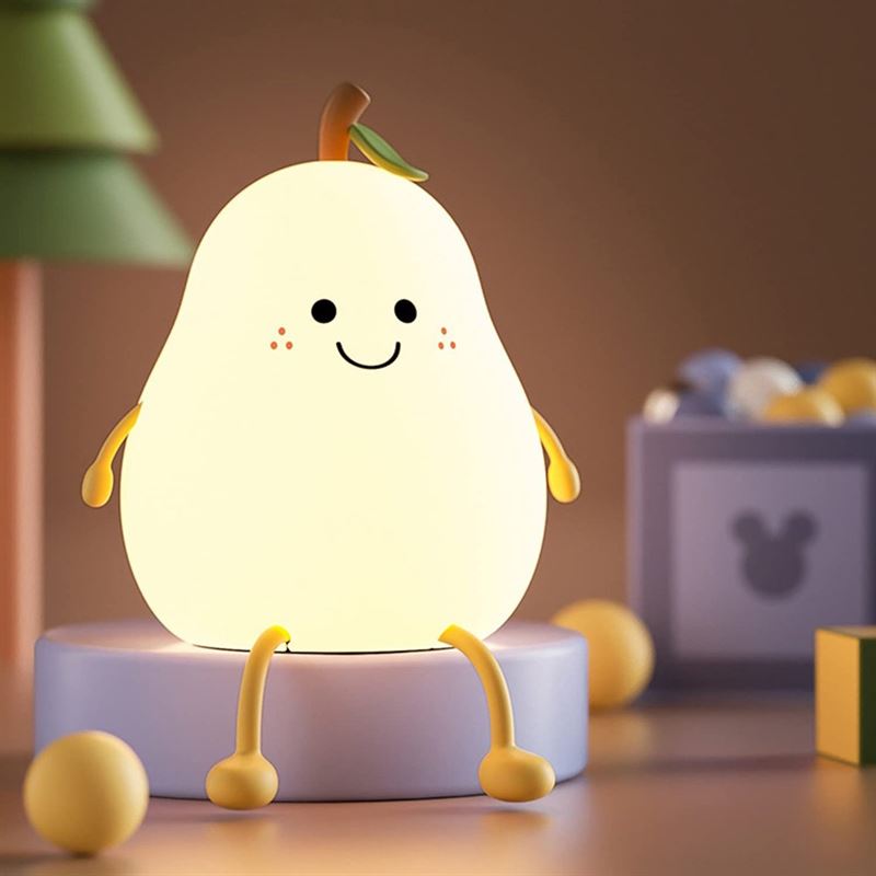 Goeco Creative Pear Pear Shape Kinderen met timerfunctie, 7 kleuren LED -verlichtingslichten Oplaadbaar kind met USB, bede van bedlamp imker voor kerstcadeaus, slaapkamerdecoratie