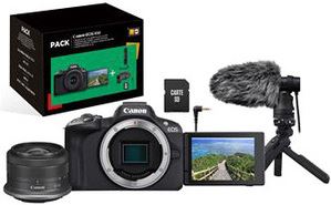 Canon EOS R50 Zwart + RF-S 18-45mm f/4.5-6.3 IS STM + Microfoon + Statief + Afstandsbediening + SD-kaart + Oplader
