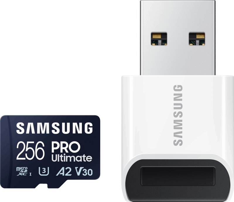 Samsung PRO Ultimate 256 GB (2023) microSDXC + USB lezer